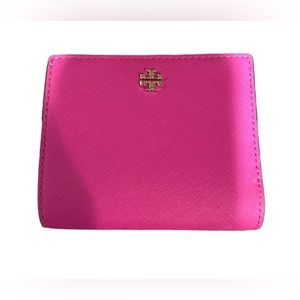 NWT Tory Burch Emerson Mini Wallet Leather Brilliant Pink